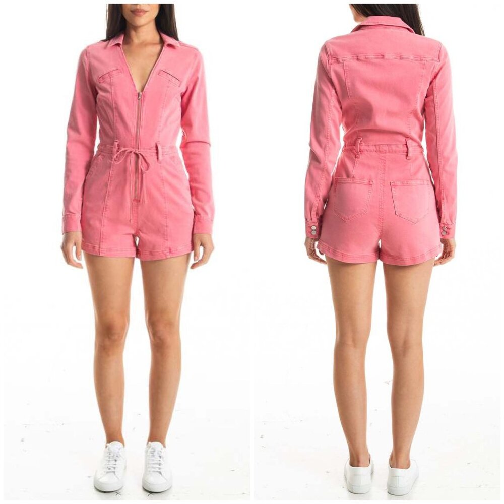 New‎ PAIGE Meg Long Sleeve Romper in Vintage Pink Lolly Size 12